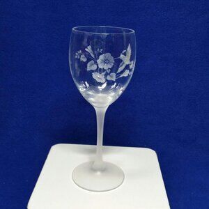 Avon Hummingbird Crystal Water Goblet Frosted White Stem Wedding Barware